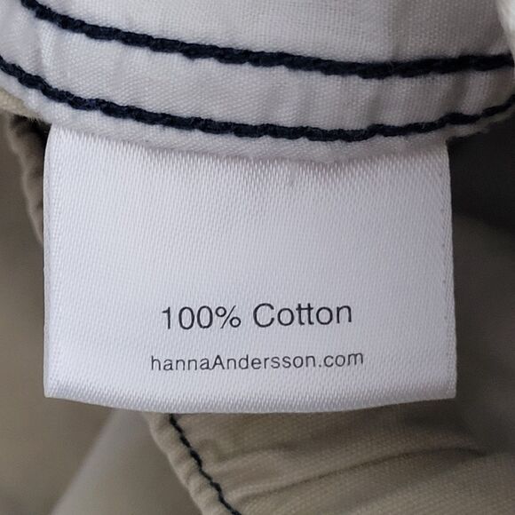 Hanna Andersson khaki Blue Stitch Bermuda Shorts Sz 150 (12) W/Faint Stains - Picture 9 of 9